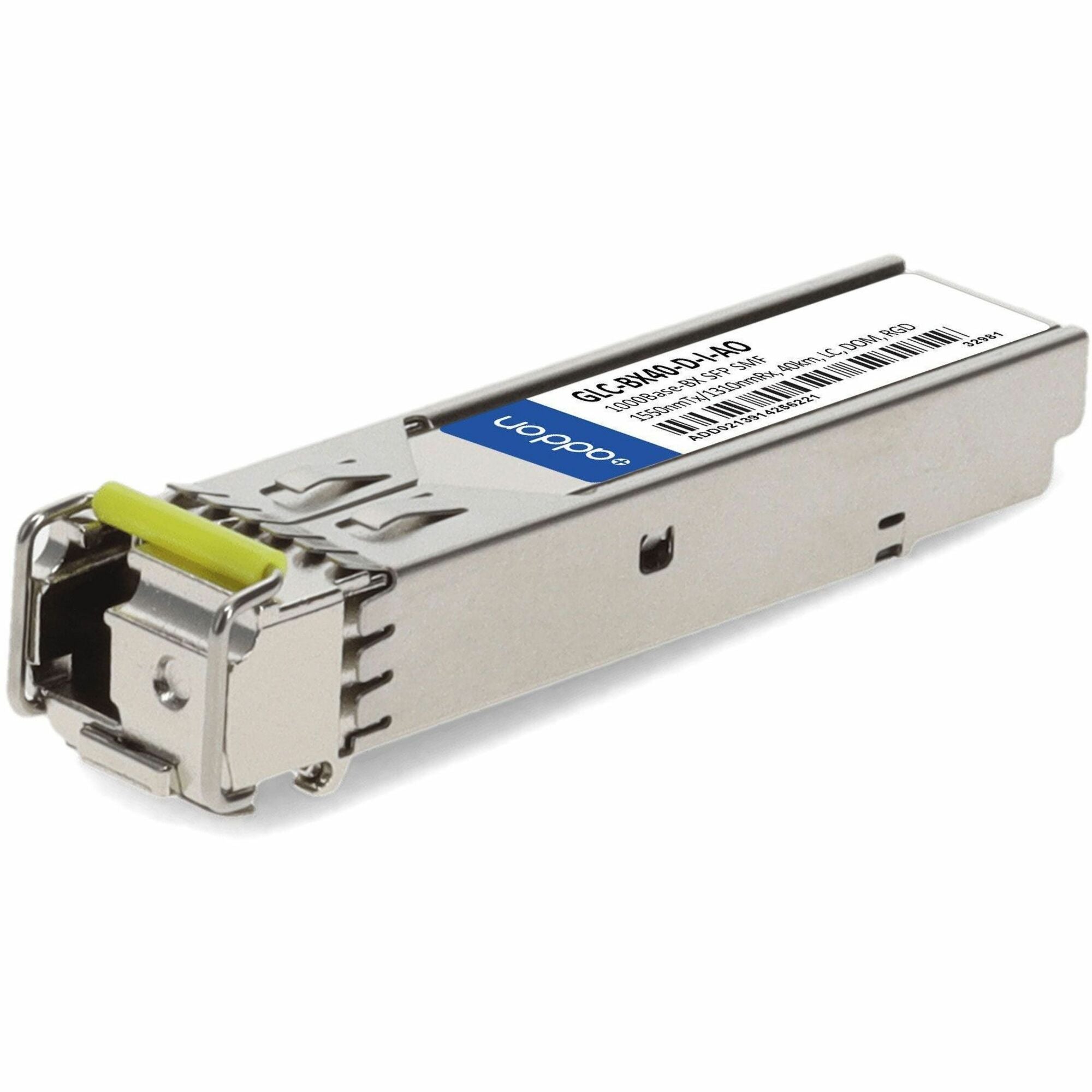 AddOn Cisco&reg; GLC-BX40-D-I Compatible TAA 1000Base-BX SFP Transceiver (SMF, 1550nmTx/1310nmRx, 40km, LC, DOM, -40 to 85C) - GLC-BX40-D-I-AO