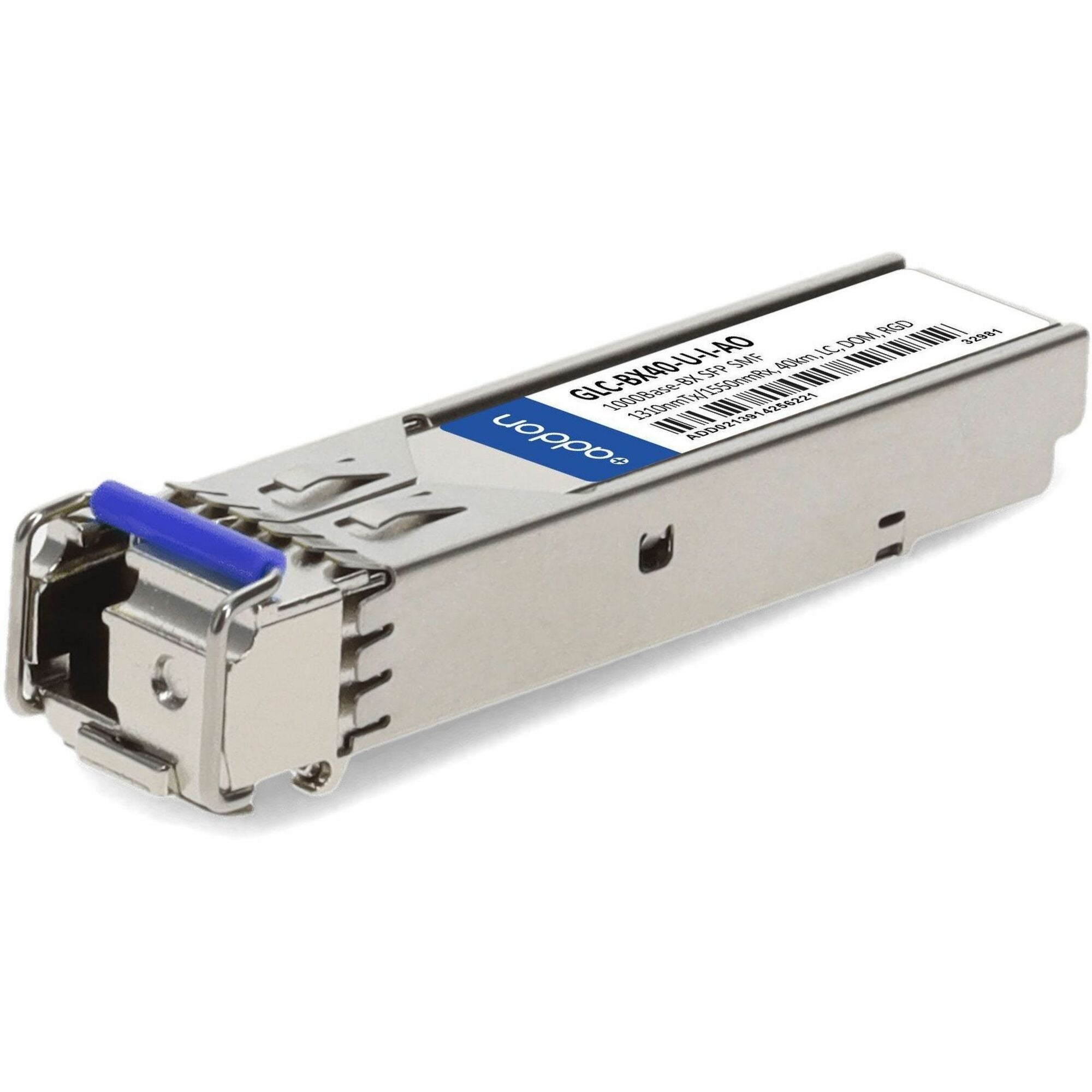 AddOn Cisco GLC-BX40-U-I Compatible TAA Compliant 1000Base-BX SFP Transceiver (SMF, 1310nmTx/1550nmRx, 40km, LC, DOM, Rugged) - GLC-BX40-U-I-AO