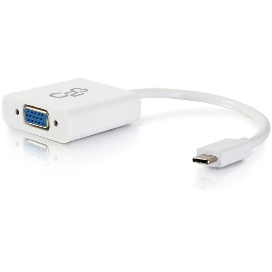 C2G USB C to VGA Adapter - USB C to VGA Converter - Video Adapter Cable - White - M/F - 29472