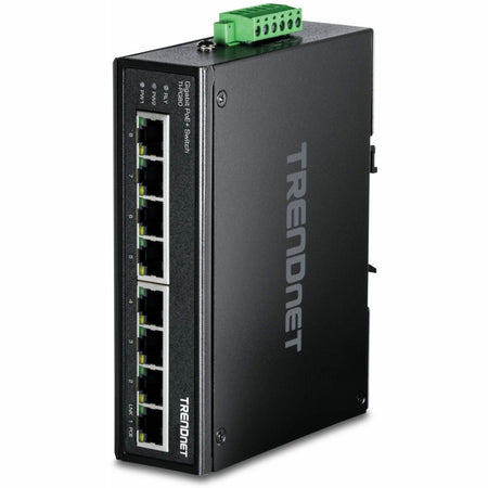 TRENDnet 8-Port Industrial Gigabit PoE+ DIN-Rail Switch, TI-PG80, 8 x Gigabit PoE+ Ports, 200W PoE Power Budget, 16Gbps Switching Capacity, NDAA TAA Compliant, Lifetime Protection - TI-PG80