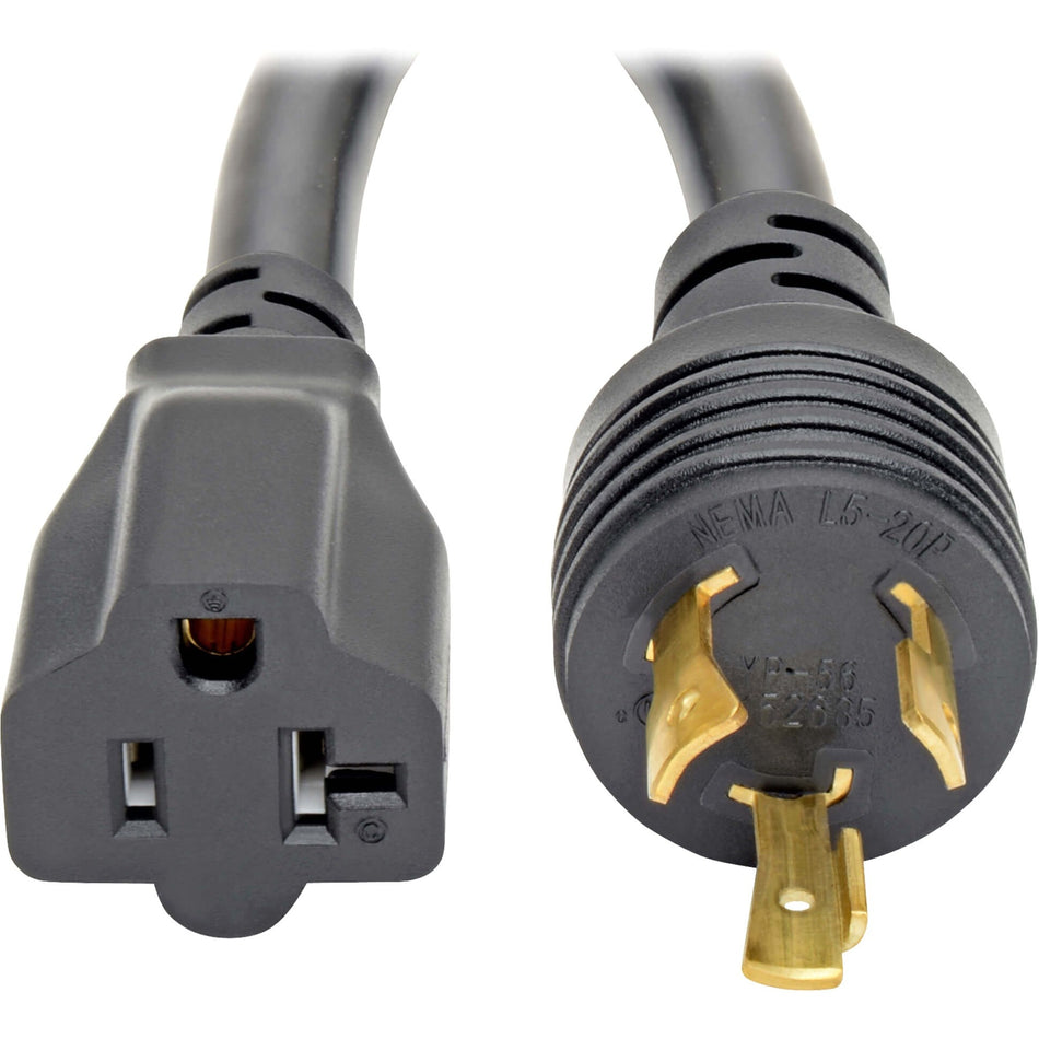 Tripp Lite by Eaton Power Cord Adapter NEMA L5-20P to NEMA 5-15R - Heavy-Duty 20A 125V 12 AWG 6-in. (15.24 cm) Black - P046-06N-T