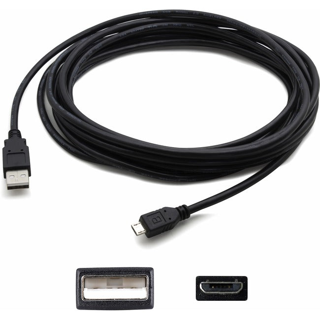 AddOn 15ft USB 2.0 (A) Male to Micro-USB 2.0 (B) Female Black Cable - USB2MICROUSB15