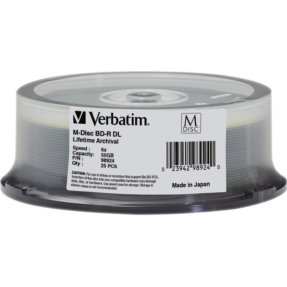 Verbatim M DISC BD-R DL - 8x - 50 GB - 25 Pack Spindle - 98924