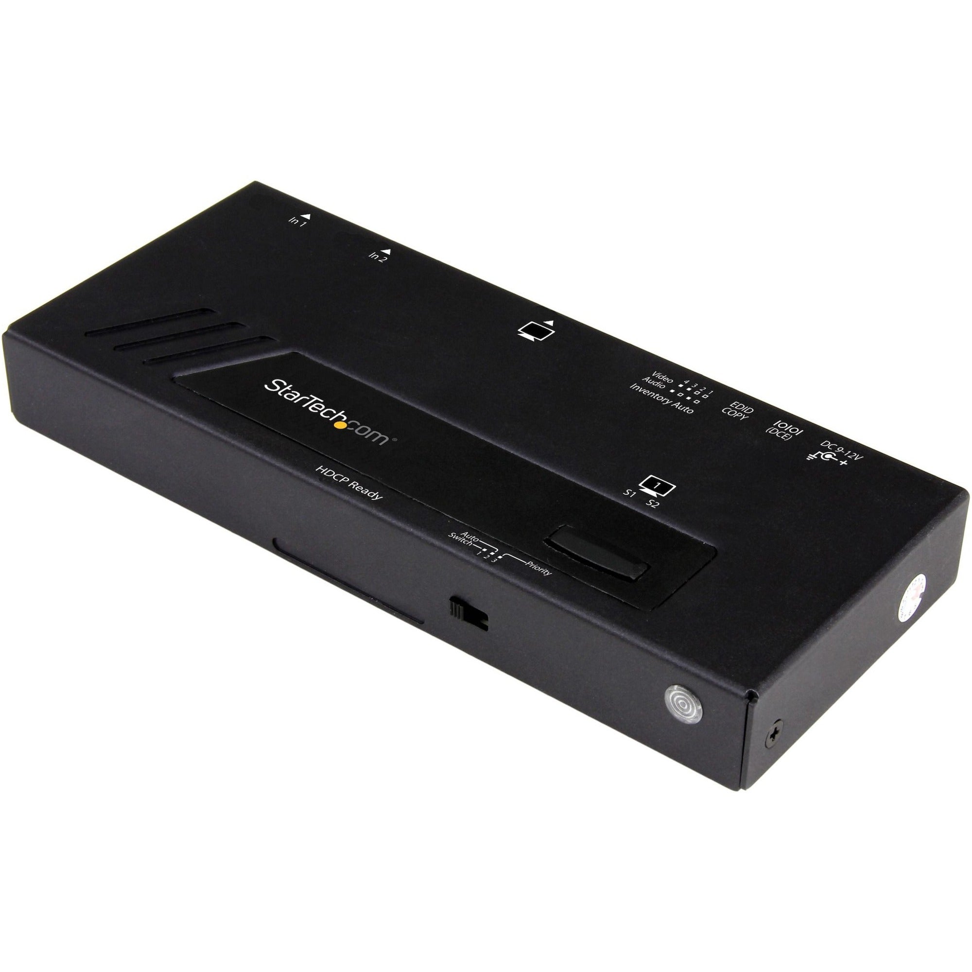 StarTech.com 2-Port HDMI Automatic Video Switch - 4K 2x1 HDMI Switch with Fast Switching, Auto-Sensing and Serial Control - VS221HD4KA