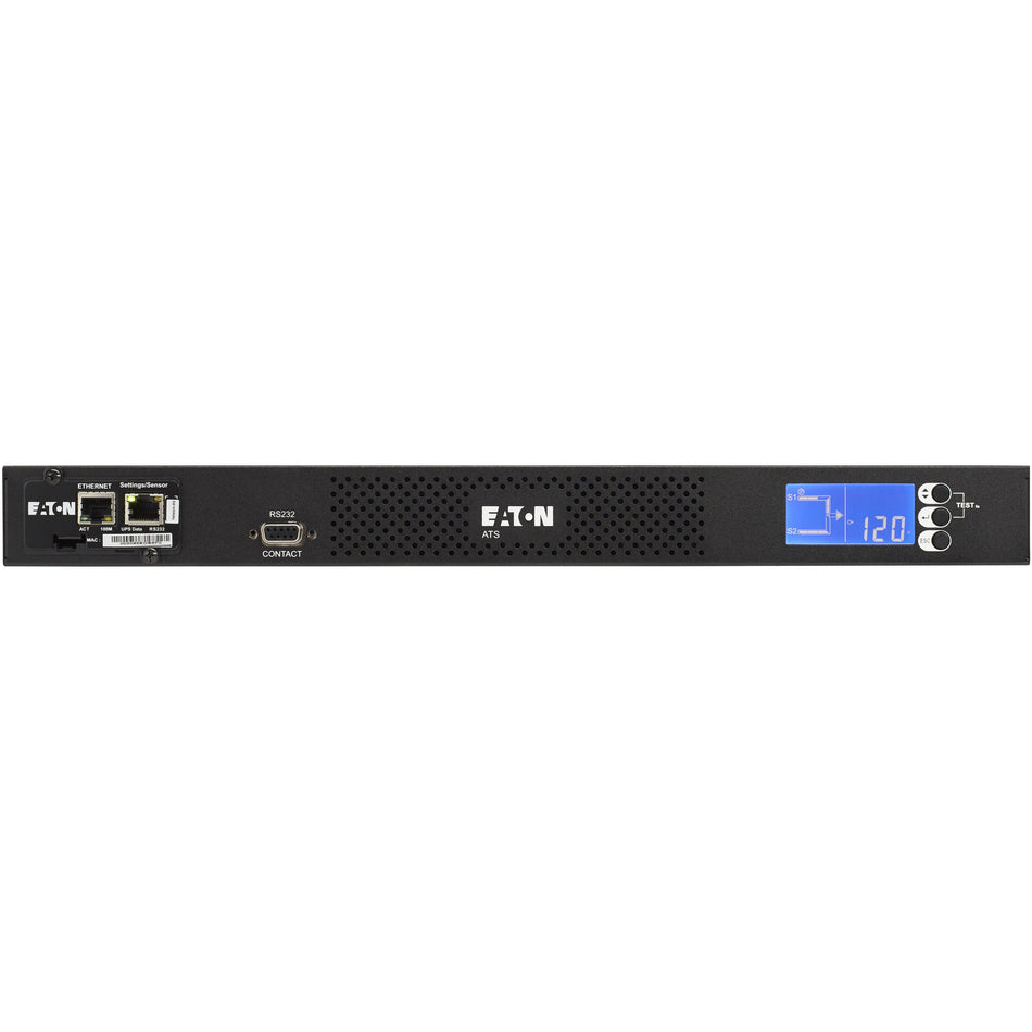 Eaton ATS rack PDU, 1U, (2) 5-15P input, 1.44 kW max, 120V, 12A, 10 ft cord, Single-phase, Outlets: (10) 5-15R - EATS115