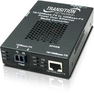 Transition Networks Stand-alone Fast Ethernet PoE Media Converter - SPOEB1013-105-NA