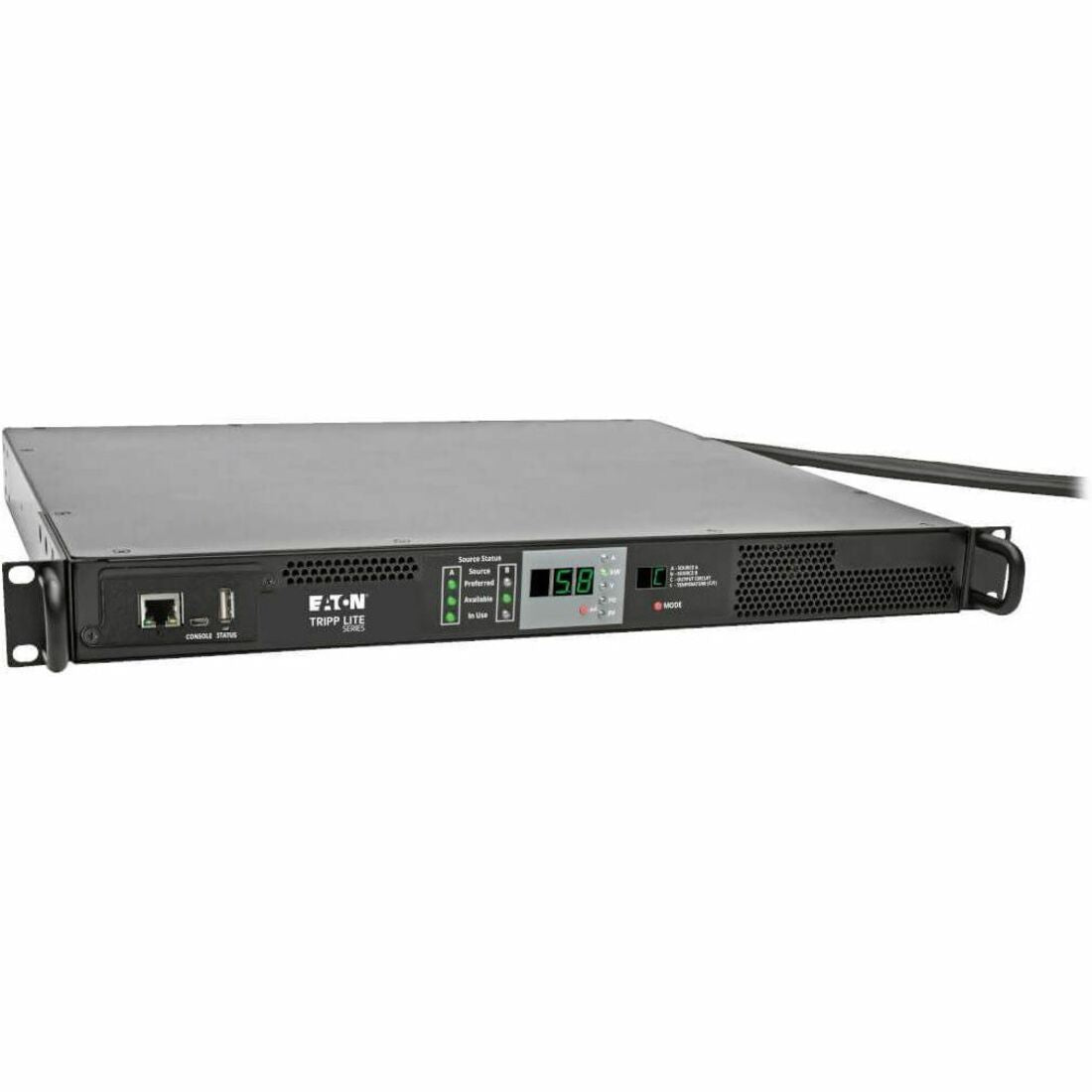 Tripp Lite by Eaton PDU 5.8kW Single-Phase Monitored Automatic Transfer Switch PDU 2 200-240V 30A L6-30P Inputs 1 L6-30R Outlet 1U - PDUMNH30HVAT