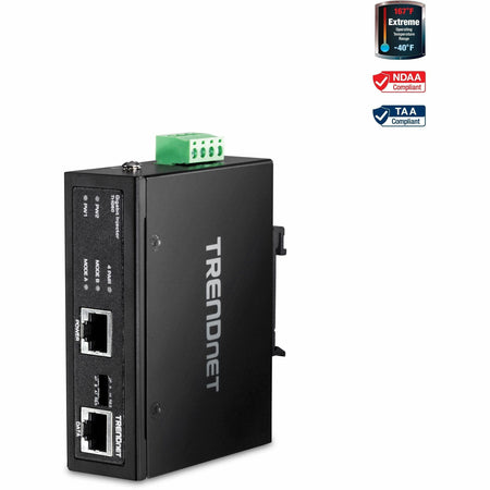TRENDnet Hardened Industrial 60W Gigabit PoE+ Injector, DIN-Rail Mount, IP30 Rated Housing, Includes DIN-rail & Wall Mounts, TI-IG60 - TI-IG60