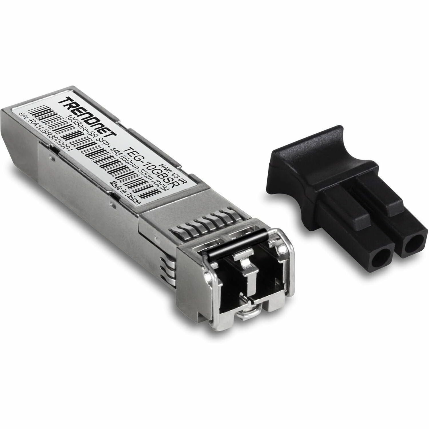 TRENDnet 10GBASE-SR SFP+ Multi Mode LC Module, TEG-10GBSR, Supports Distances up to 300m (984 feet), Hot Pluggable Fiber SFP+ Transceiver, 850nm Wavelength, Lifetime Protection, Silver - TEG-10GBSR