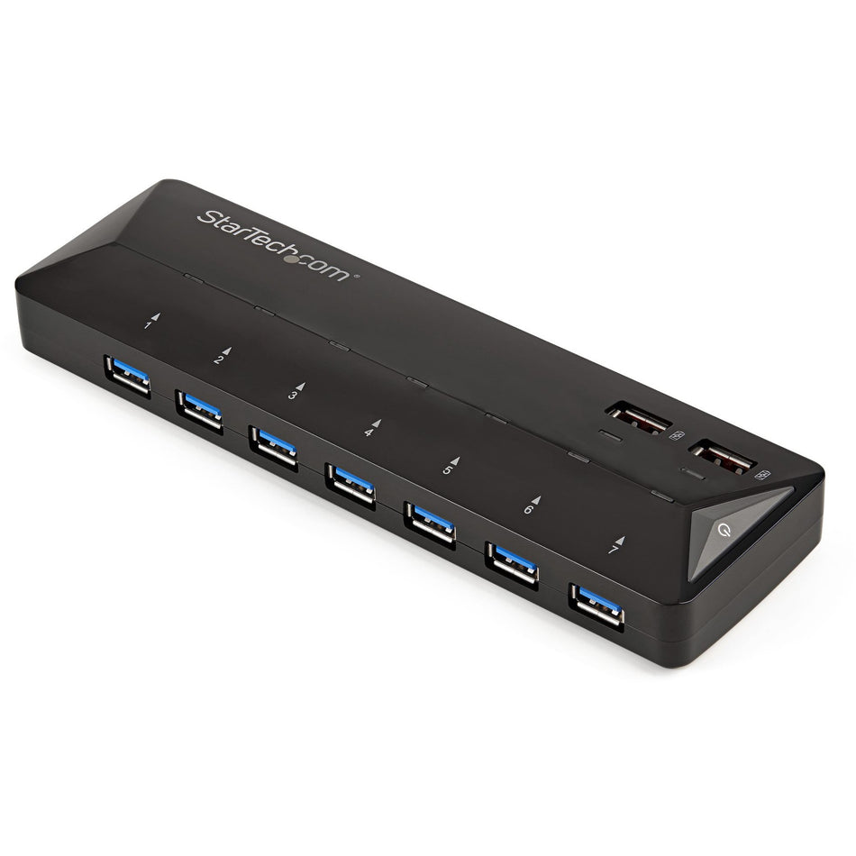 StarTech.com 7-Port USB 3.0 Hub plus Dedicated Charging Ports - 2 x 2.4A Ports - Desktop USB Hub and Fast-Charging Station - ST93007U2C