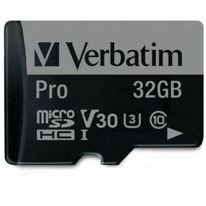 Verbatim 32GB Pro 600X microSDHC Memory Card with Adapter, UHS-I U3 Class 10 - 47041