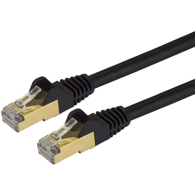 StarTech.com 25ft CAT6a Ethernet Cable - 10 Gigabit Category 6a Shielded Snagless 100W PoE Patch Cord 10GbE Black UL Certified Wiring/TIA - C6ASPAT25BK