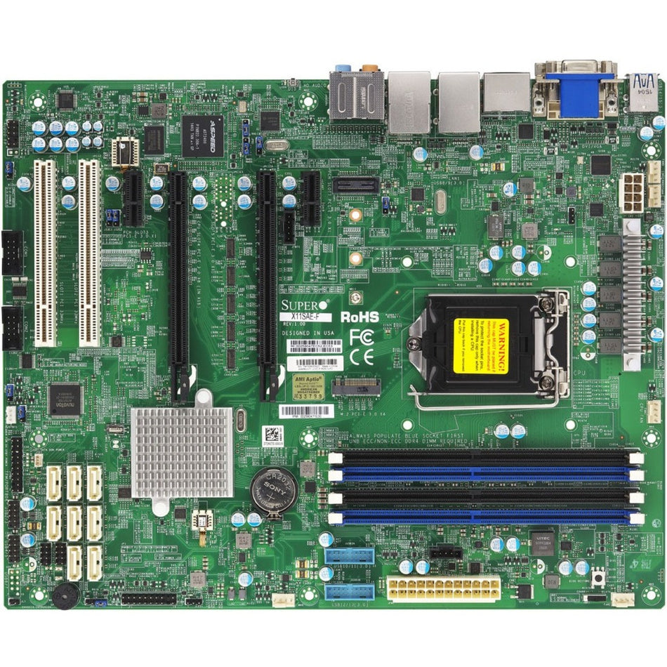 Supermicro X11SAE-F Workstation Motherboard - Intel C236 Chipset - Socket H4 LGA-1151 - ATX - MBD-X11SAE-F-O