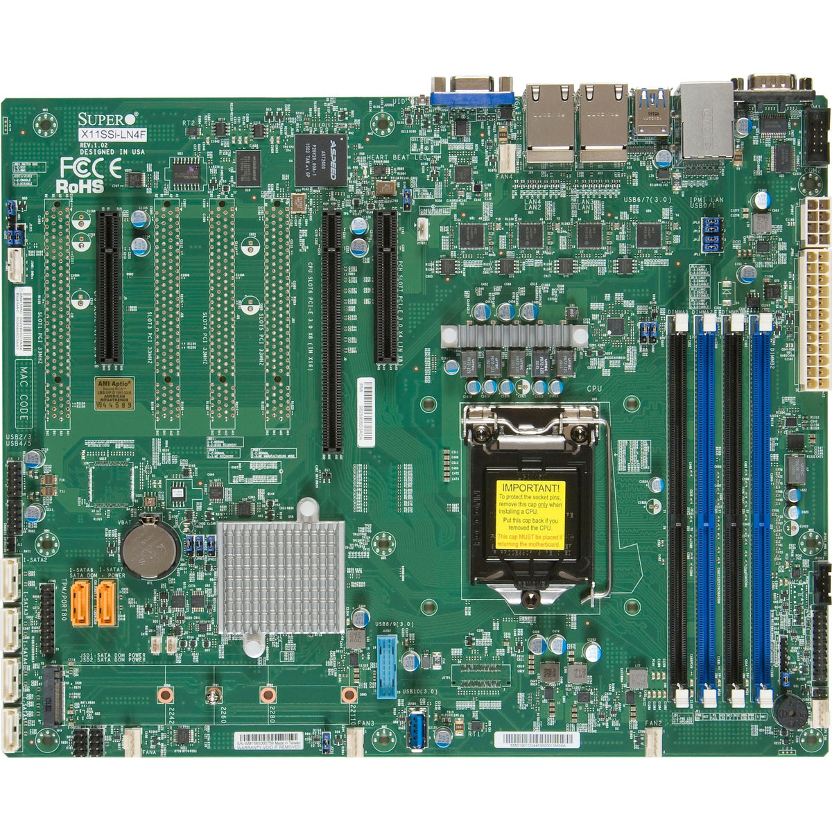 Supermicro X11SSi-LN4F Desktop Motherboard - Intel C236 Chipset - Socket H4 LGA-1151 - ATX - MBD-X11SSI-LN4F-O