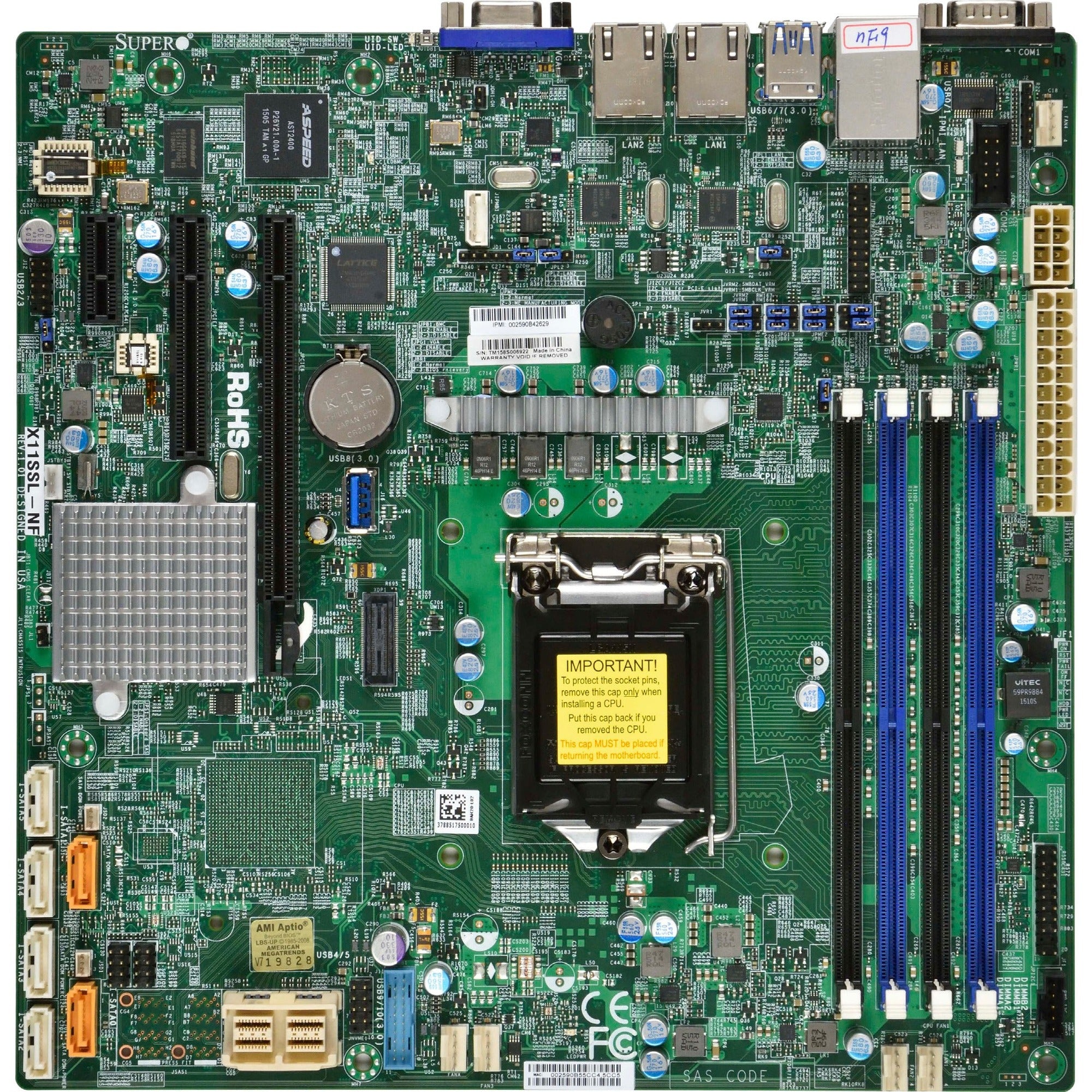 Supermicro X11SSL-nF Server Motherboard - Intel C236 Chipset - Socket H4 LGA-1151 - Micro ATX - MBD-X11SSL-NF-O