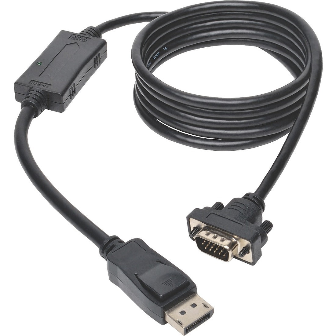 Eaton Tripp Lite Series DisplayPort 1.2 to VGA Active Adapter Cable (DP with Latches to HD15 M/M), 6 ft. (1.8 m), TAA - P581-006-VGA-V2