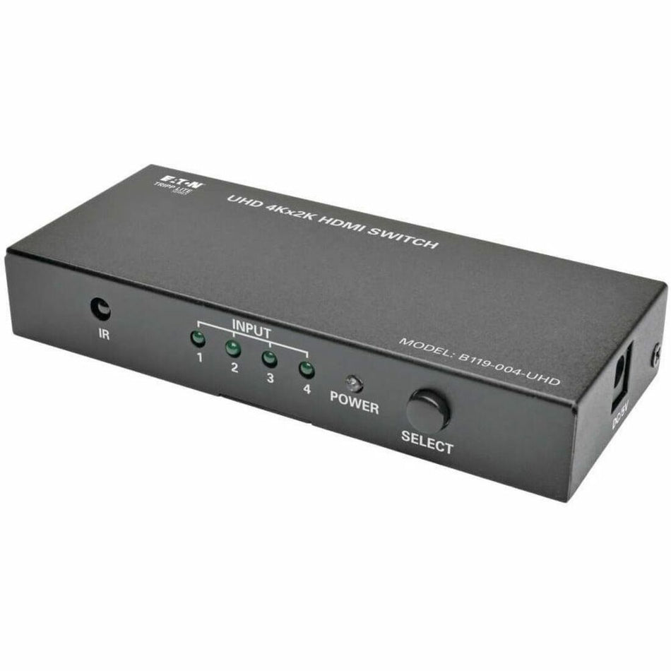 Eaton Tripp Lite Series 4-Port HDMI Switch with Remote Control - 4K 60 Hz, UHD, 4:4:4, HDR, 3D - B119-004-UHD
