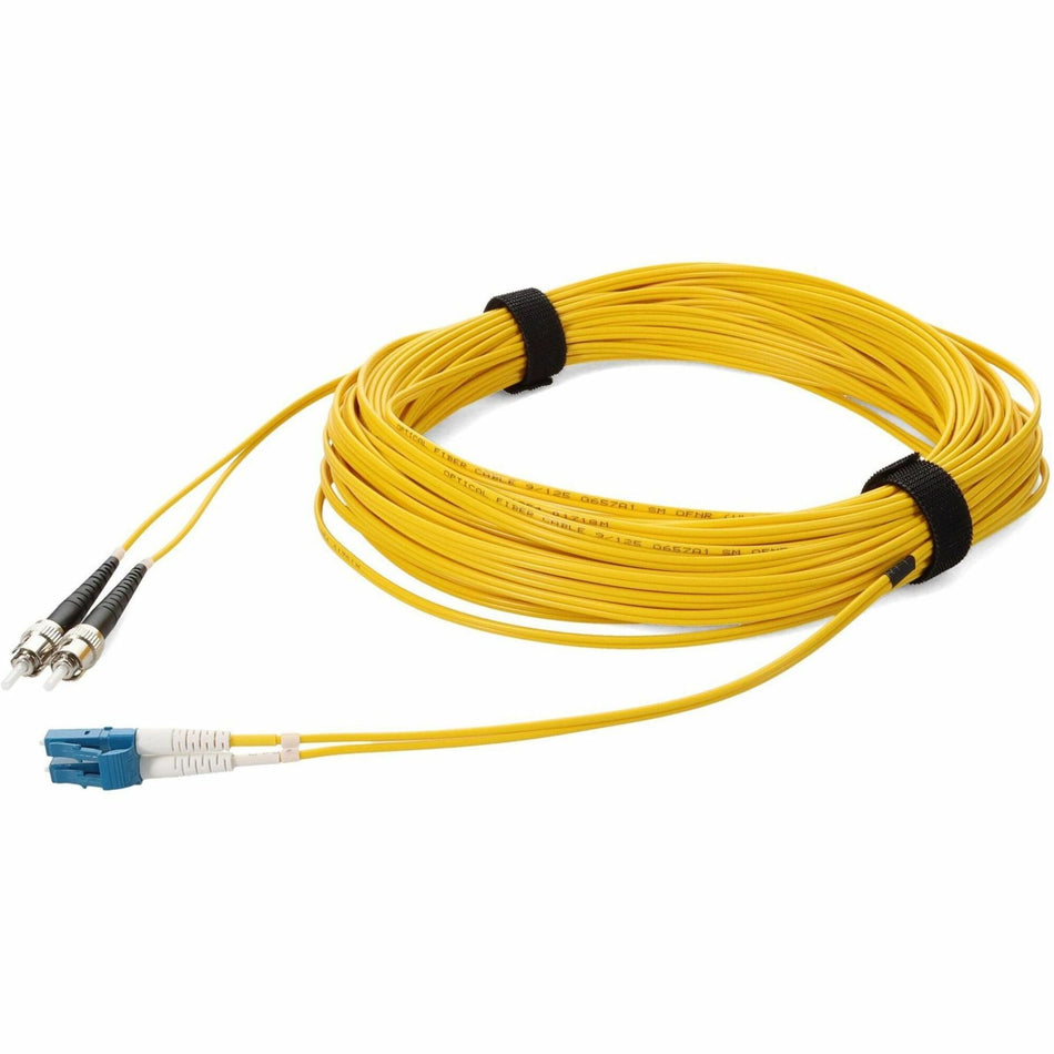 AddOn 12m ST to LC Yellow OS2 Duplex OFNR (Riser-Rated) SMF Fiber Patch Cable - ADD-ST-LC-12M9SMF