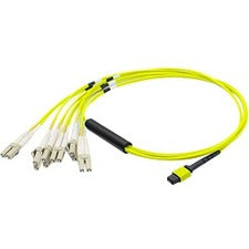 AddOn 2m MPO (Female) to 12xLC (Male) 12-Strand Yellow OS2 Duplex OFNR (Riser-Rated) Fiber Fanout Cable - ADD-MPOF-12LC2MS9SMF