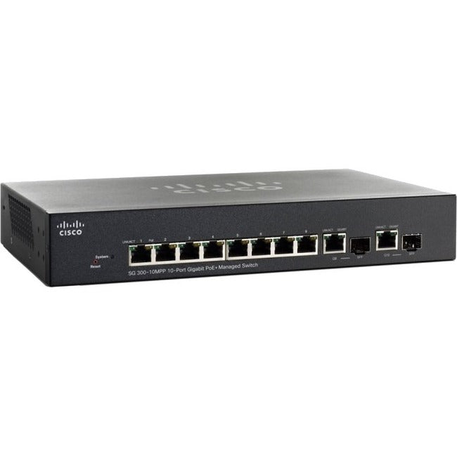 Cisco SG300-10MPP 10-Port Gigabit Max PoE+ Managed Switch - SG300-10MPPK9NA-RF