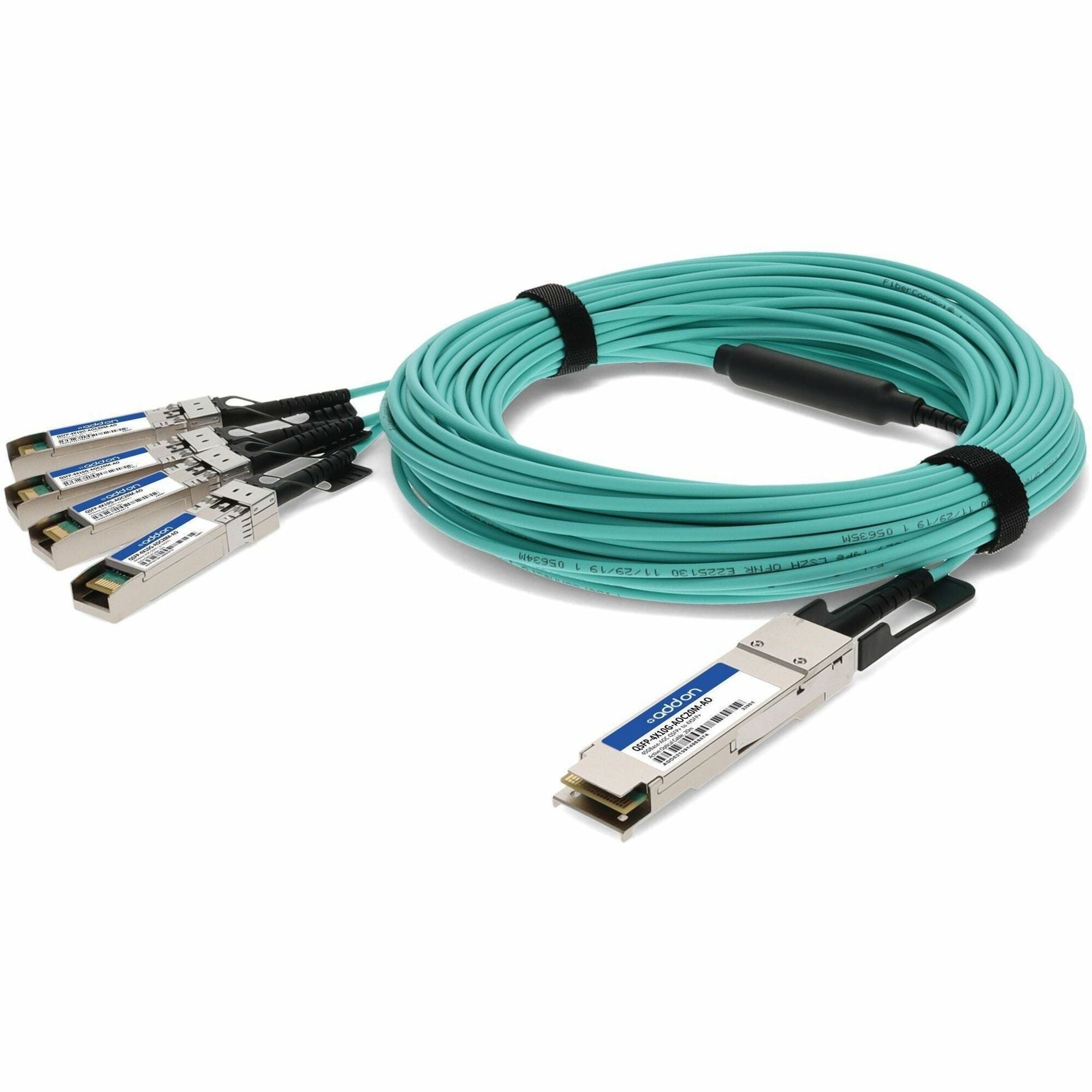 AddOn Cisco&reg; Compatible TAA Compliant 40GBase-AOC QSFP+ to 4xSFP+ Active Optical Cable (850nm, MMF, 20m) - QSFP-4X10G-AOC20M-AO
