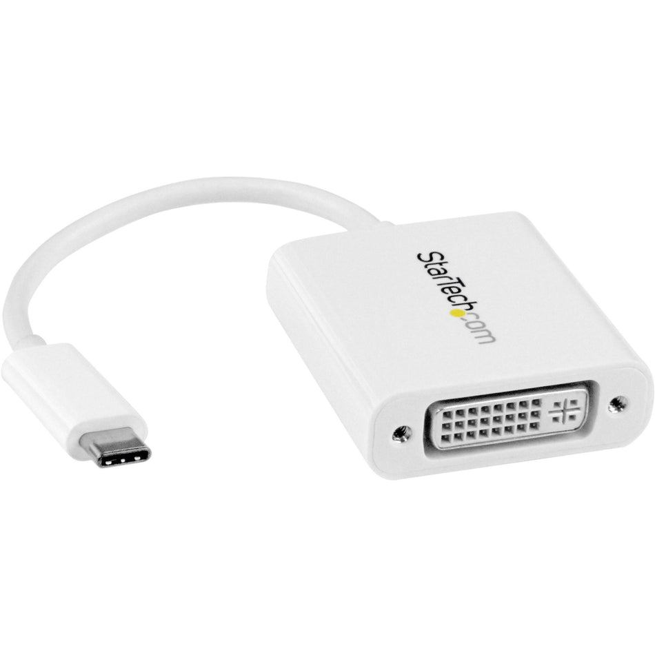 StarTech.com USB C to DVI Adapter - White - Thunderbolt 3 Compatible - 1920x1200 - USB-C to DVI Adapter for USB-C devices such as your 2018 iPad Pro - DVI-I Converter - CDP2DVIW