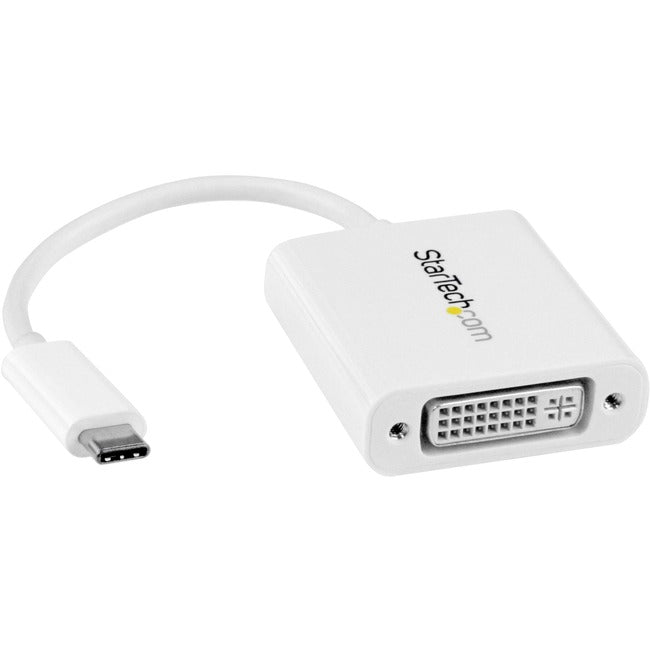 StarTech.com USB C to DVI Adapter - White - Thunderbolt 3 Compatible - 1920x1200 - USB-C to DVI Adapter for USB-C devices such as your 2018 iPad Pro - DVI-I Converter - CDP2DVIW