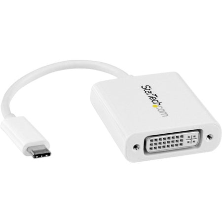 StarTech.com USB C to DVI Adapter - White - Thunderbolt 3 Compatible - 1920x1200 - USB-C to DVI Adapter for USB-C devices such as your 2018 iPad Pro - DVI-I Converter - CDP2DVIW