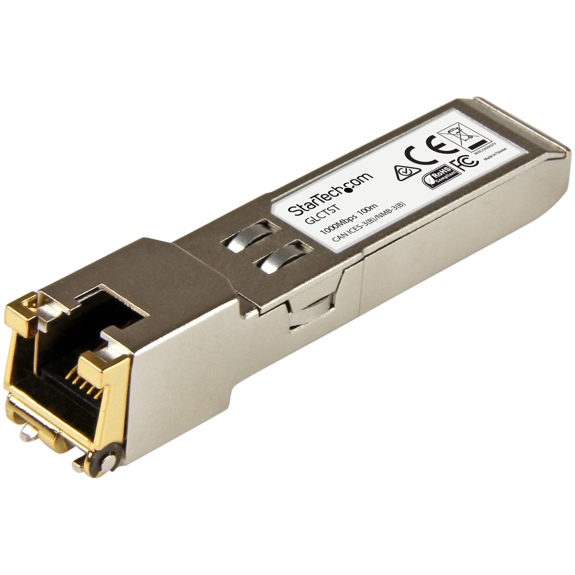 StarTech.com Cisco GLC-T Compatible SFP Module - 1000BASE-T - 1GE Gigabit Ethernet SFP SFP to RJ45 Cat6/Cat5e Transceiver - 100m - GLCTST