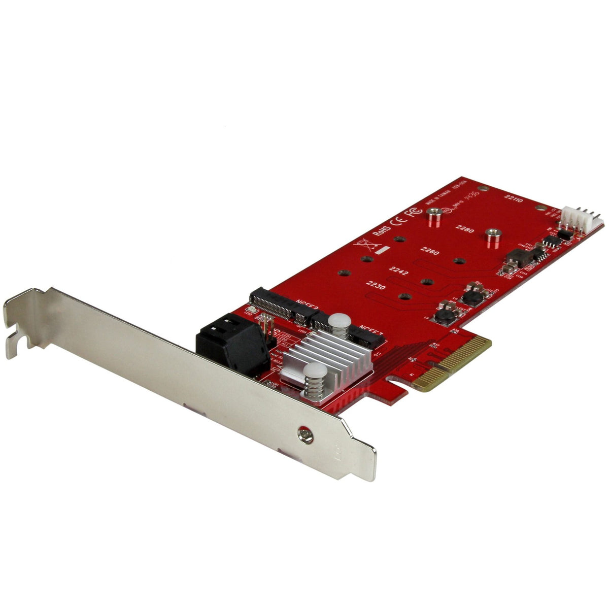 StarTech.com 2x M.2 NGFF SSD RAID Controller Card plus 2x SATA III Ports - PCIe - Two Slot PCI Express M.2 RAID Card plus Two SATA Ports - PEXM2SAT3422