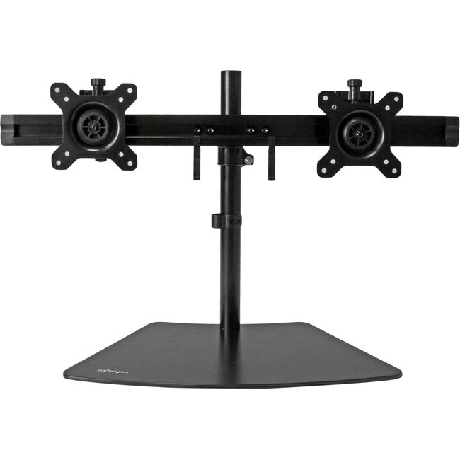 StarTech.com Dual Monitor Stand, Horizontal, For up to 24" (17.6lb/8kg) VESA Monitors, Black, Adjustable Monitor Stand, Steel & Aluminum - ARMBARDUO