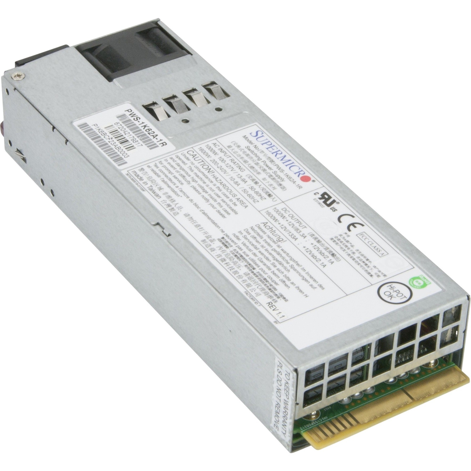 Supermicro 1000W/1600W 1U Redundant Power Supply (PWS-1K62A-1R) - PWS-1K62A-1R