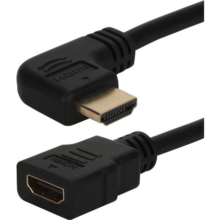 QVS 0.5ft Left-Angle High Speed HDMI Male to Female UltraHD 4K Flex Adaptor - HDXLF-0.5F