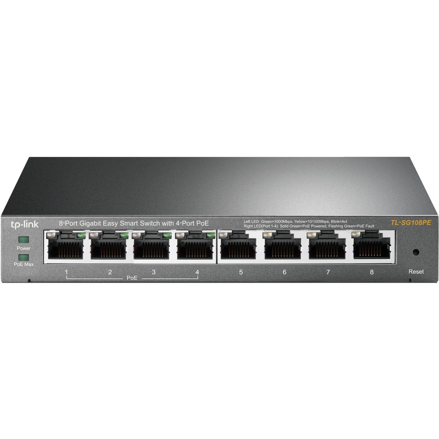 TP-Link TL-SG108PE - 8-Port Gigabit Easy Smart Switch with 4-Port PoE - Limited Lifetime Protection - TL-SG108PE
