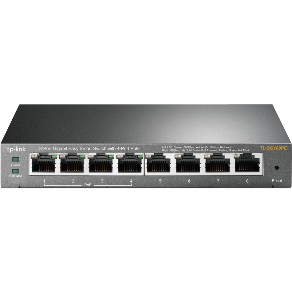 TP-Link TL-SG108PE - 8-Port Gigabit Easy Smart Switch with 4-Port PoE - Limited Lifetime Protection - TL-SG108PE