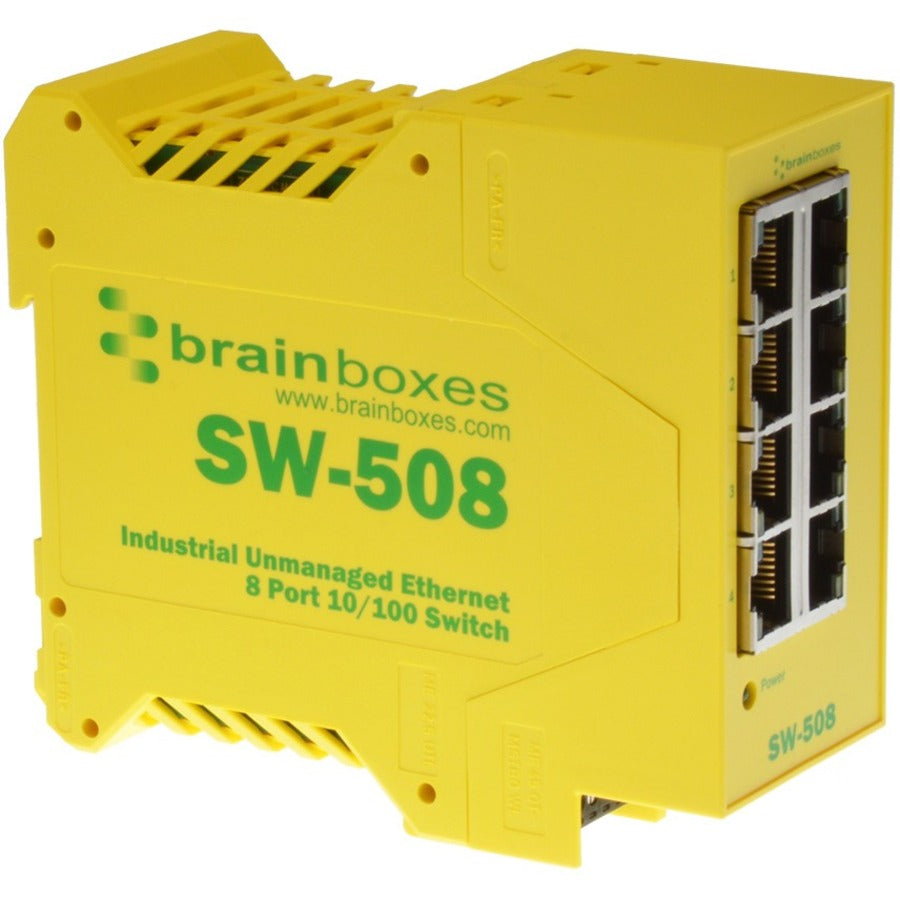 Brainboxes Industrial Ethernet 8 Port Switch DIN Rail Mountable - SW-508