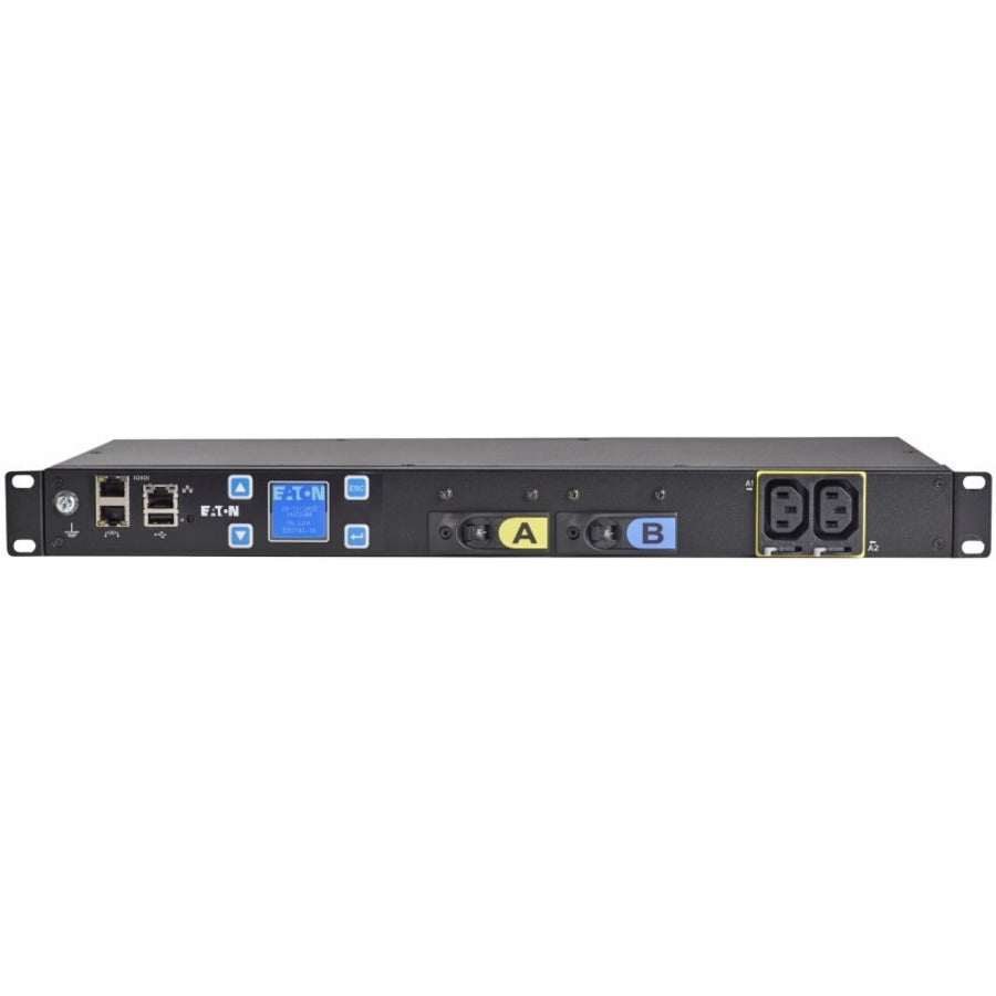 Eaton Metered Input rack PDU, 1U, L6-30P input, 5.76 kW max, 200-240V, 24A, 10 ft cord, Single-phase, Outlets: (8) C13 Outlet grip, (4) C19 Outlet grip - EMIT04-10