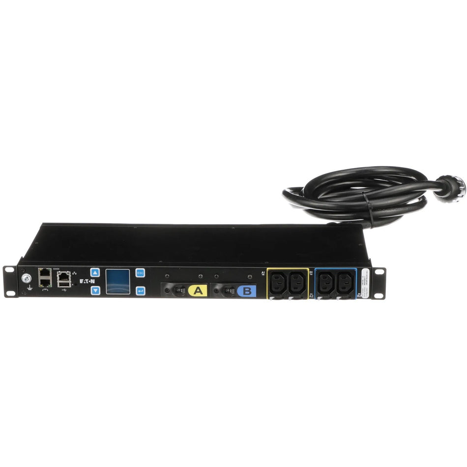 Eaton Metered Input rack PDU, 1U, L6-30P input, 5.76 kW max, 200-240V, 24A, 10 ft cord, Single-phase, Outlets: (16) C13 Outlet grip - EMIT05-10