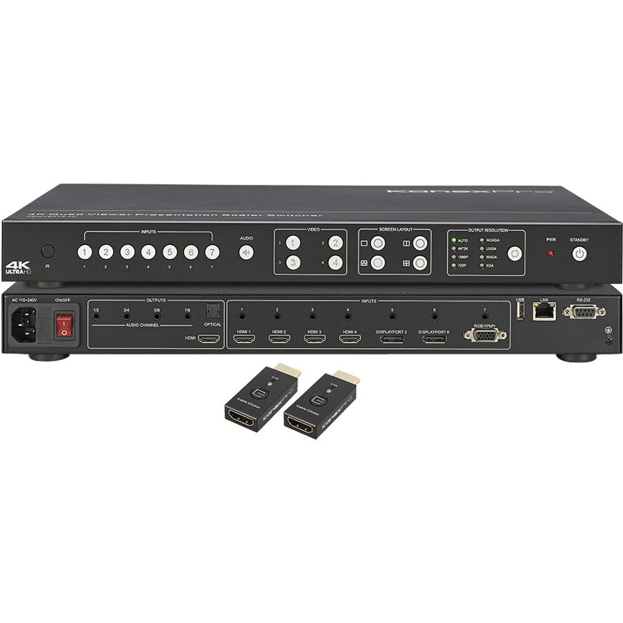 KanexPro 4K Video Tiler & Scaler Switcher w/ HDMI & Click-to-Show Me Controller - HD-VTSC72-4K