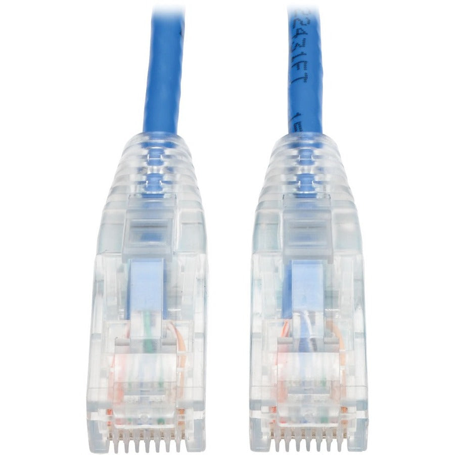 Eaton Tripp Lite Series Cat6 Gigabit Snagless Slim UTP Ethernet Cable (RJ45 M/M), PoE, Blue, 1 ft. (0.31 m) - N201-S01-BL