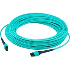 AddOn 4m MPO (Female) to MPO (Female) 12-Strand Aqua OM4 Crossover Fiber OFNR (Riser-Rated) Patch Cable - ADD-MPOMPO-4M5OM4