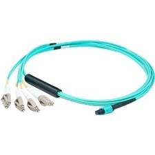 AddOn 5m MPO (Female) to 8xLC (Male) 8-Strand Aqua OM4 Fiber Fanout Cable - ADD-MPO-4LC5M5OM4