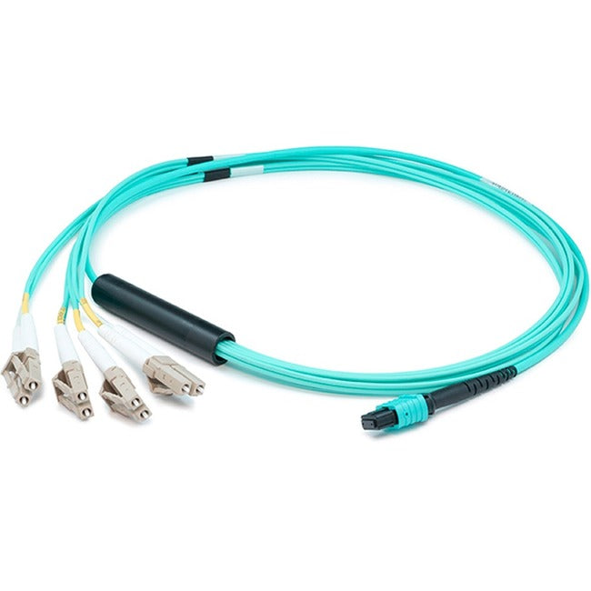 AddOn 30m MPO (Female) to 8xLC (Male) 8-Strand Aqua OM4 Fiber Fanout Cable - ADD-MPO-4LC30M5OM4