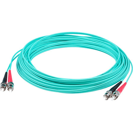 AddOn 50m ST (Male) to ST (Male) Aqua OM4 Duplex Fiber OFNR (Riser-Rated) Patch Cable - ADD-ST-ST-50M5OM4