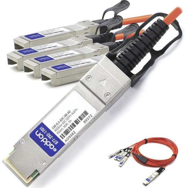 AddOn Arista Networks CAB-Q-S-AOC-3M Compatible TAA Compliant 40GBase-AOC QSFP+ to 4xSFP+ Active Optical Cable (850nm, MMF, 3m) - CABQSAOC3MAO