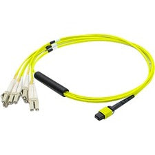 AddOn 12m MPO to 4xLC Duplex (8xLC) Fanout SMF Yellow Patch Cable - ADDMPO4LC12M9SMF