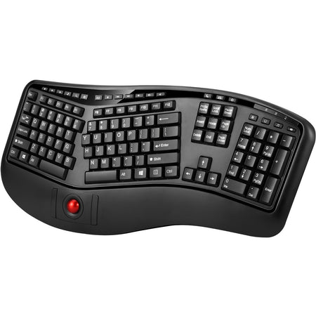 Adesso 2.4 GHz Wireless Ergonomic Trackball Keyboard - WKB-3500UB