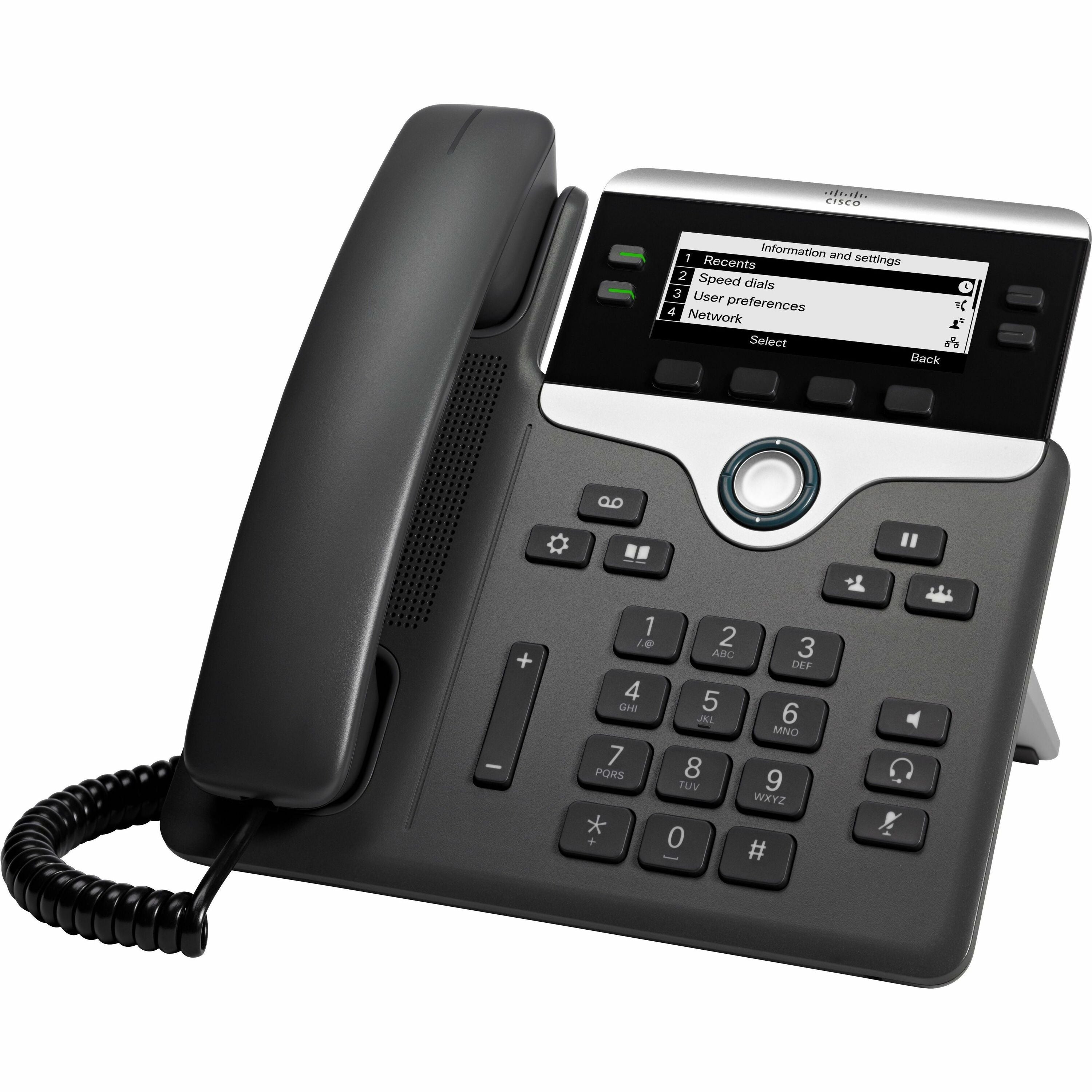 Cisco 7841 IP Phone - Corded - Tabletop, Wall Mountable - Black - TAA Compliant - CP-7841-3PCC-K9=