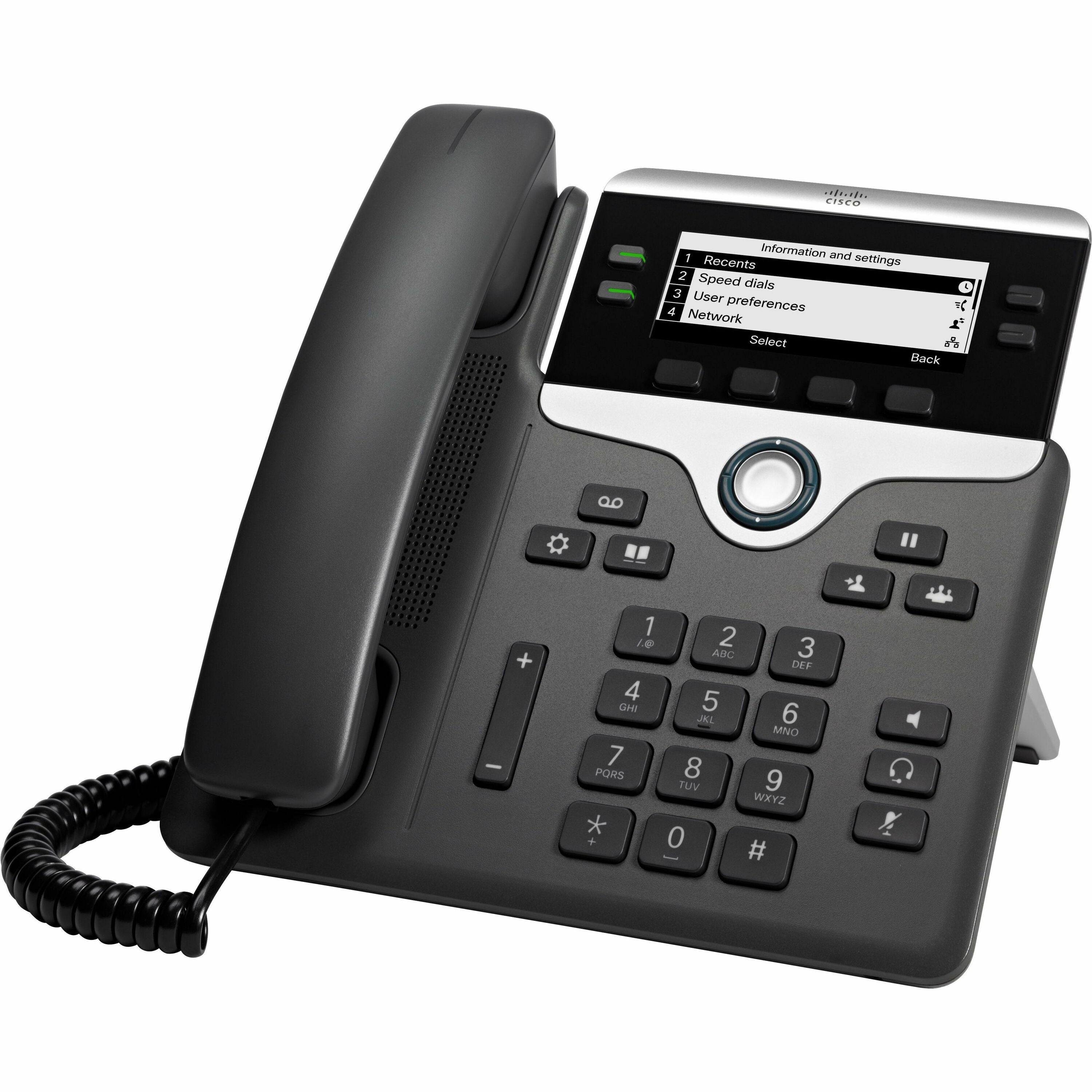 Cisco 7841 IP Phone - Corded - Corded - Tabletop, Wall Mountable - Black - TAA Compliant - CP-7841-3PCC-K9=