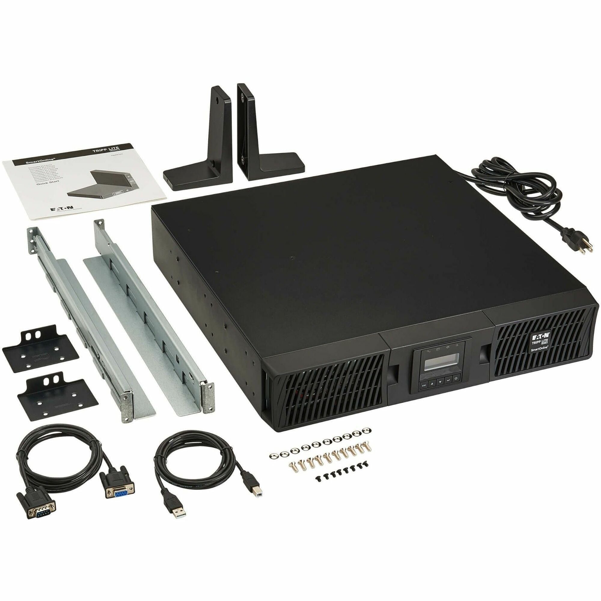 Tripp Lite by Eaton series UPS SmartOnline 1500VA 1350W 120V Double-Conversion UPS - 8 Outlets, Extended Run, Network Card Included, LCD, USB, DB9, 2U Rack/Tower Battery Backup - SU1500RTXLCDN